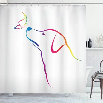 

White Pink Dog Shower Curtain Image a Labrador Butterfly Miracle The Planet Earth Friend Universe Illustration Bathroom Curtain