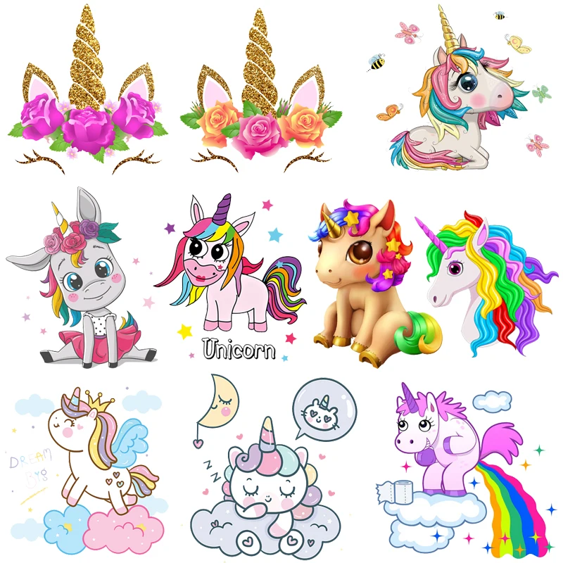 

Prajna Unicorn Heat Transfer Vinyl Iron On Transfer Patches For Little Girls Clothing Thermal Stickers On Clothes DIY Appliques