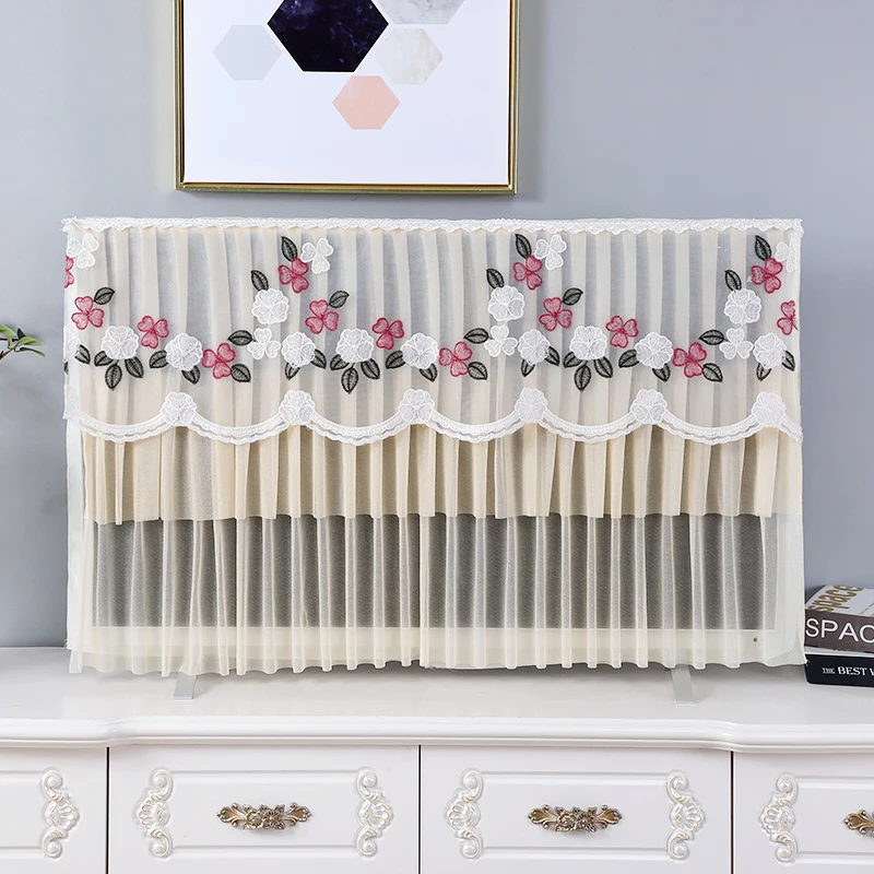 New Dust Proof Hanging Television Cover Lace Purple Wall Desktop Curved