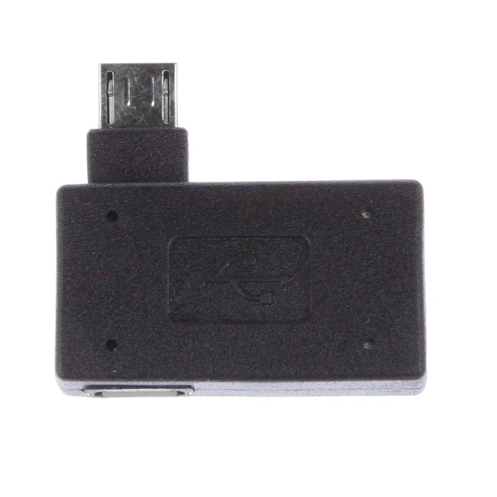 4Pcs 90 Degree Angle Micro USB 2.0 OTG Host Adapter M To F With USB Power