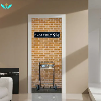 

3D Door Decoration Sticker Art Murals Decals living Room Nursery Restaurant Hotel door Removable Self-Adhesive Stickers 200CM