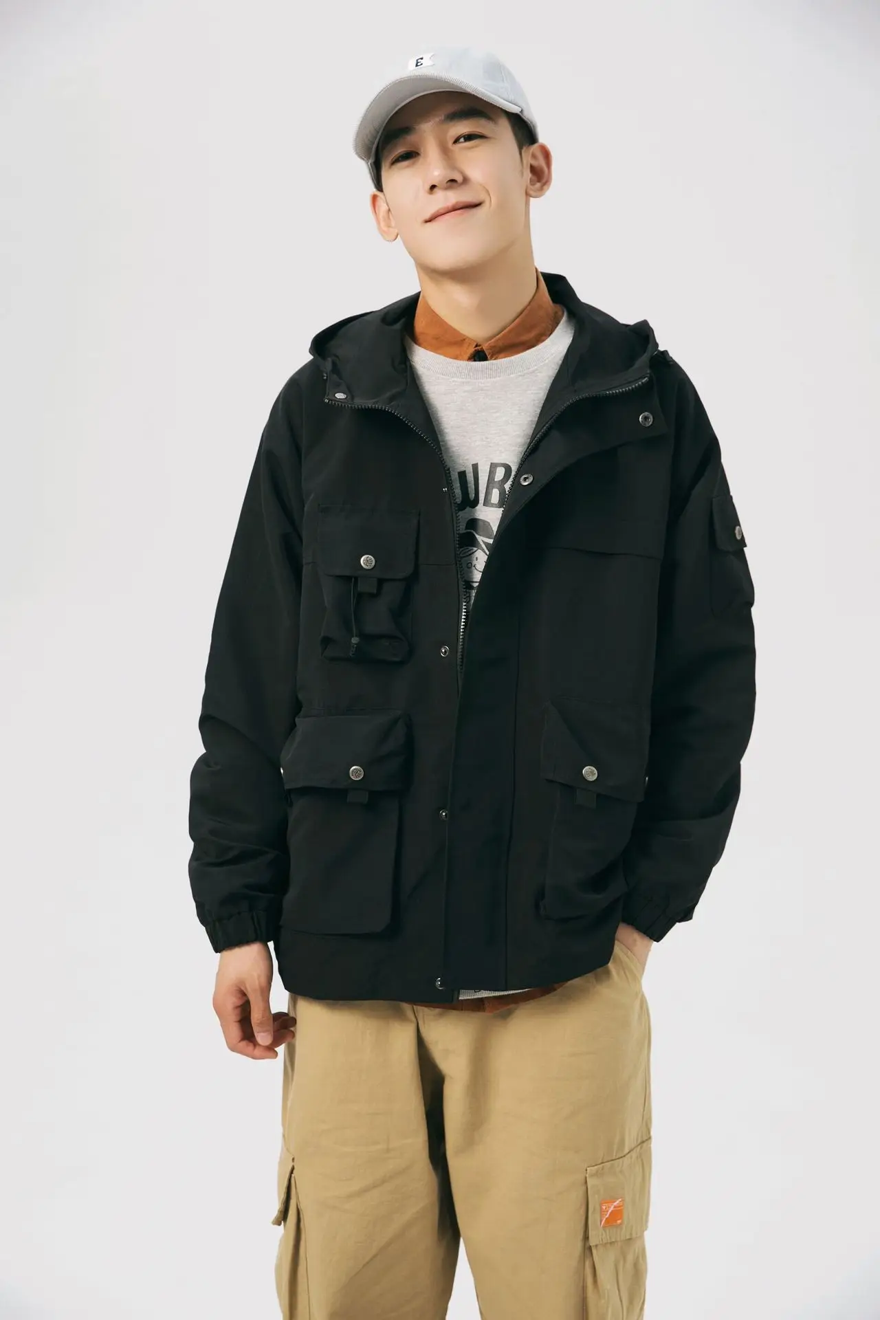 

City Where the Product 2020 Spring New Style Origional Men Multi-pockets Decoration Hooded Jacket Popular Brand Coat