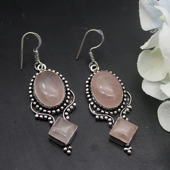 

Hermosa Vintage Jewelry Natural Quartz Earrings For Women 2 1/4 Inch A823