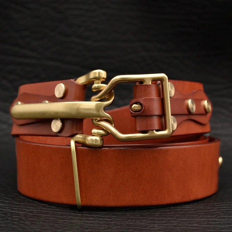 Handmade knight Belt For Mens Belts Luxury Genuine Leather Cow Straps