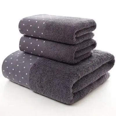 3 Pack Geometric Terry Towel Set For Bathroom 100% Cotton 1PC 70x140cm Bath Towel 2PCS 35x75cm Hand Face Towels For Adults C Dark Blue