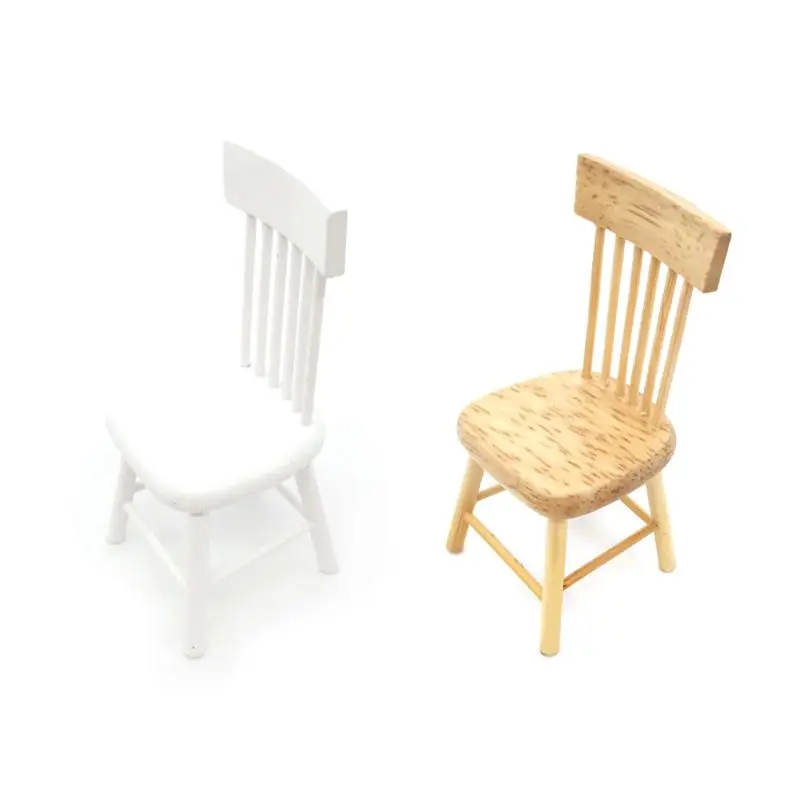 1:6 1:12 Miniature Dollhouse Mini Wooden High Table Chair Doll House Furniture Pretend Play Toys Accessories Decoration R9UE