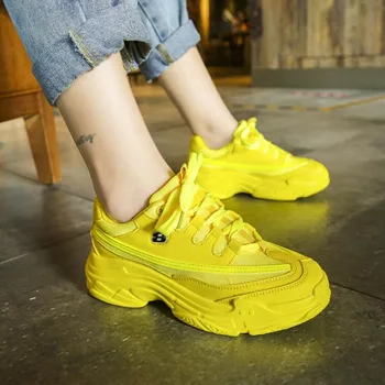 

Spring Chunky Sneakers Women Vulcanize Shoes Bright Candy Color Casual Shoes Woman Sneakers Women Flats Platform Ladies Shoes W3