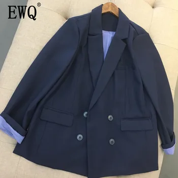 

[EWQ] 2020 Spring Autumn New Arrivals Notched Collar Full Sleeve Solid Pattern Pockets Button Women Blazer Feminino AY74317S