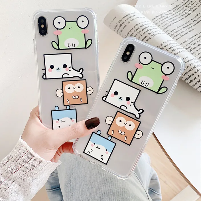

Cute Cartoon Animals Phone Case for Iphone X Xs Xsmax Xr Transparent Soft Tpu Silicon Case for Iphone 6s 7 8plus Back Cover