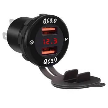 

DC12V-24V LED Digital Display Voltmeter Double Fast Charging Double QC 3.0 Dual USB with Voltmeter Charger car accessories