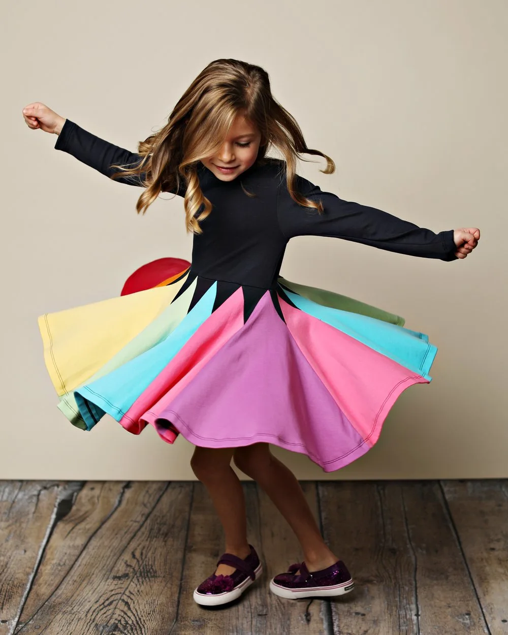 

2019 New Baby Girls Autumn Winter Long Sleeve Rainbow Embroidered Dresses Toddler Girls Rainbow Print Princess Dress 18M-5T