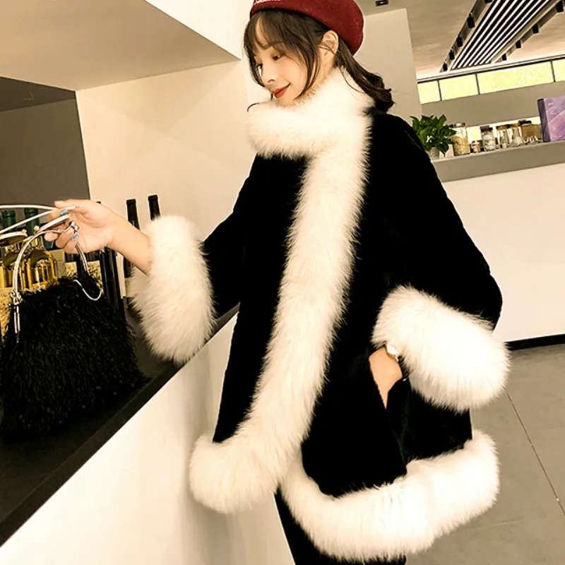 Теплая шуба из искусственного меха норки Зимняя Лоскутная шаль термальная