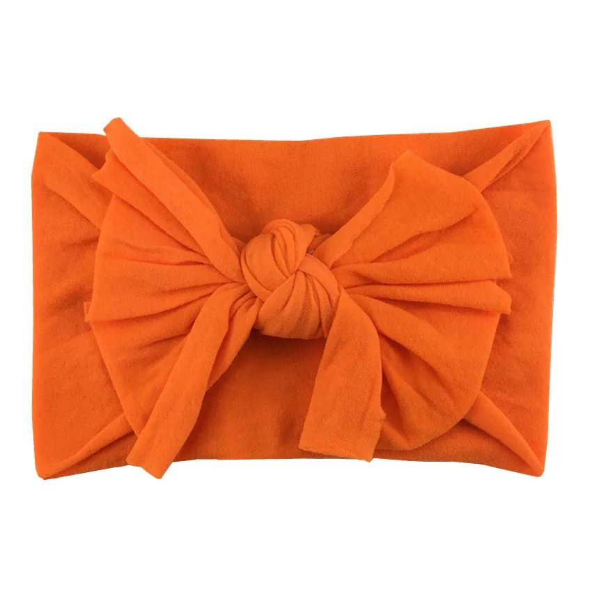 Новая брендовая нейлоновая повязка на голову с бантом для маленьких девочек, повязка для волос с бантиком, аксессуары, однотонный головной убор ободок, реквизит для фотосессии, подарки - Цвет: orange