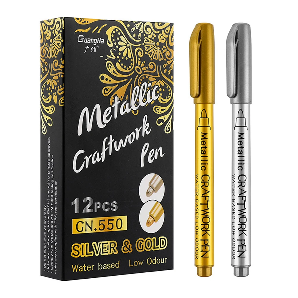 Rotulador de pintura metálica resistente al agua, rotulador permanente con  pincel dorado y plateado, pluma de artesanía, molde de resina epoxi para  dibujo, bolígrafo artesanal para estudiantes - AliExpress