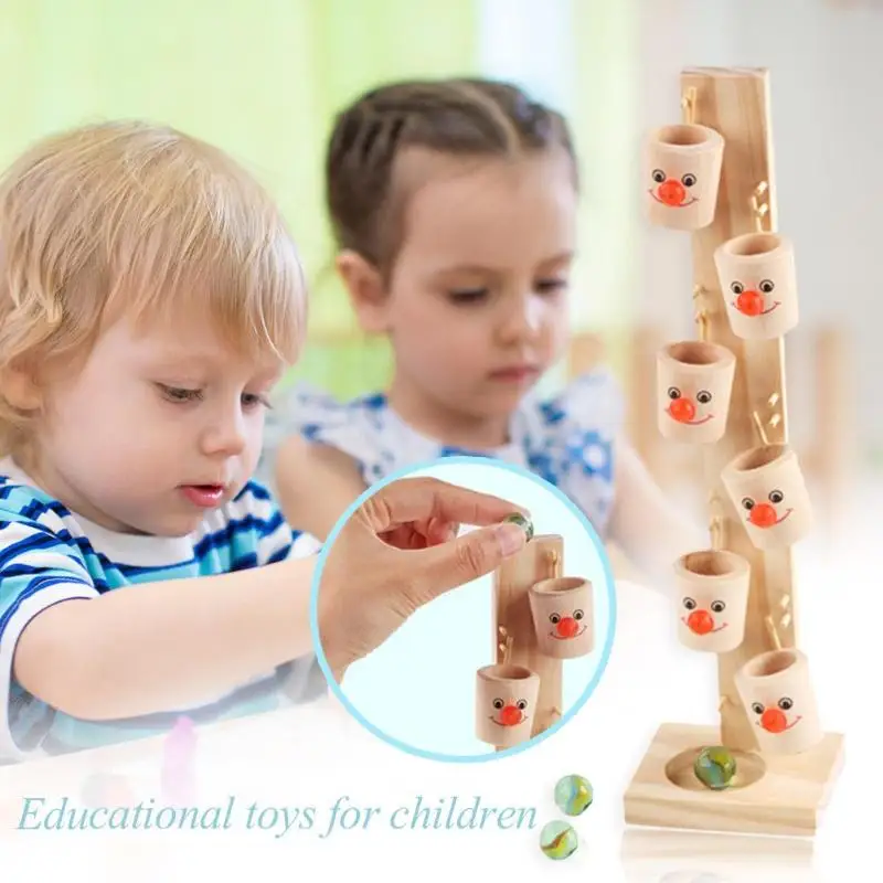 

Baby Montessori Clown Pattern Wooden Blocks Tree Develop Children Intelligence Multipurpose Marble Ball Run Track Game Toys
