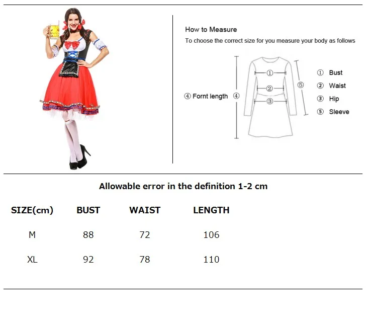 Женский костюм для Октоберфеста, Германия, традиционная Баварская пивная часть, наряд, французская вонь, длинное платье, таверна, маскарадное платье горничной - Цвет: 5014-Red