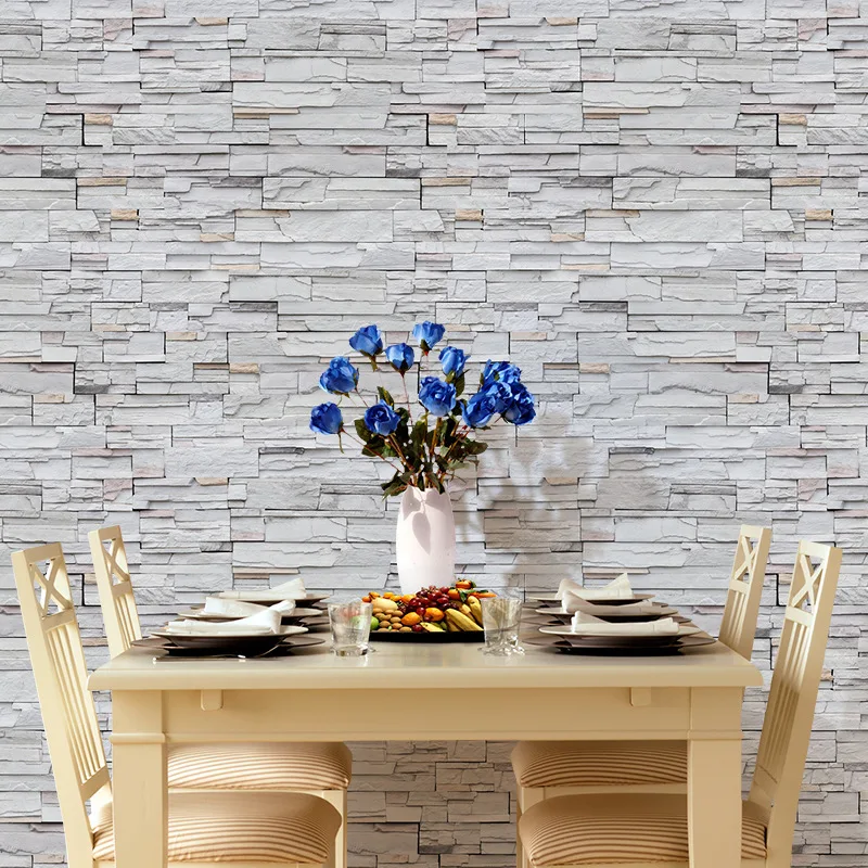 Vintage Imitation Gray Brick Wallpaper 3D Self-adhesive Wall Papers Home Decor Cafe Restaurant Hotel House Decor Wall Stickers