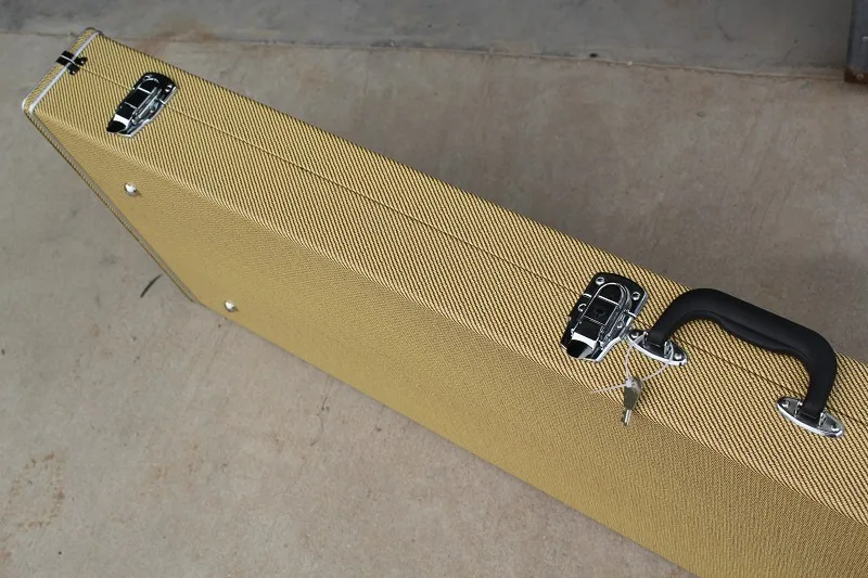 Прямоугольная коробка бас электрогитара hardcase с гитарой черный и желтый hardcase