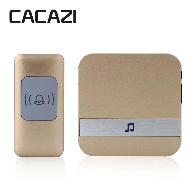 CACAZI 무선 초인종 방수 300m 원격 LED 라이트 배터리 버튼 수신기 ..