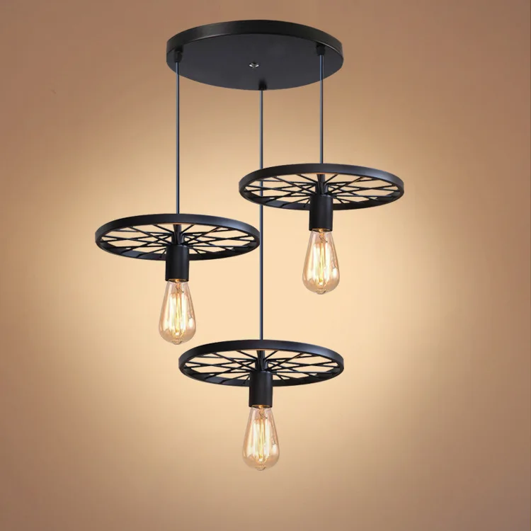 

Creative Cool Northern European-Style Retro Iron Art Wheel Chandelier Loft Living Room Coffee Restaurant Bar Industrial Studio