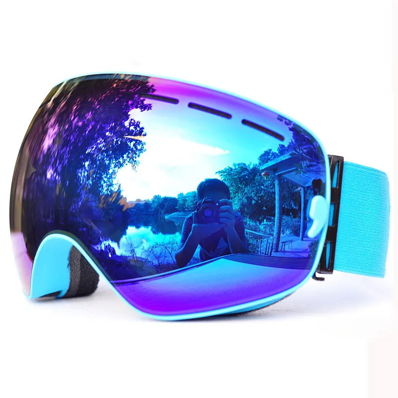GOG-3100, двухслойные, UV400, анти-туман, поляризационные, лыжные очки для мужчин и женщин, большая Лыжная маска, очки для катания на лыжах, шлем, снег, сноуборд - Цвет: Синий