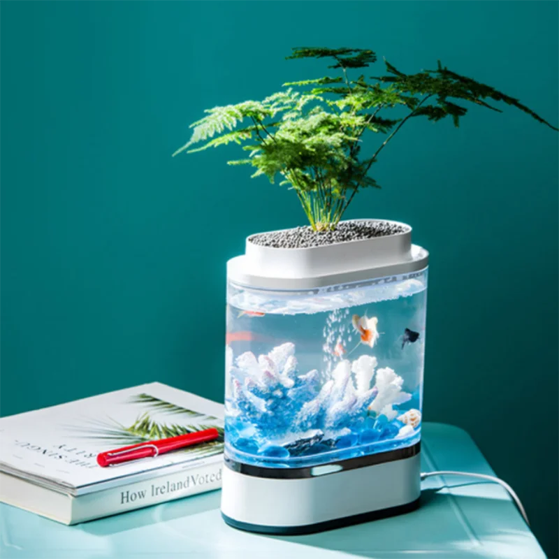 Xiaomi mijia Geometic Mini Lazy Fish Tank usb зарядка самоочищающийся аквариум с 7 цветами светодиодный светильник для домашнего офиса и аквариума