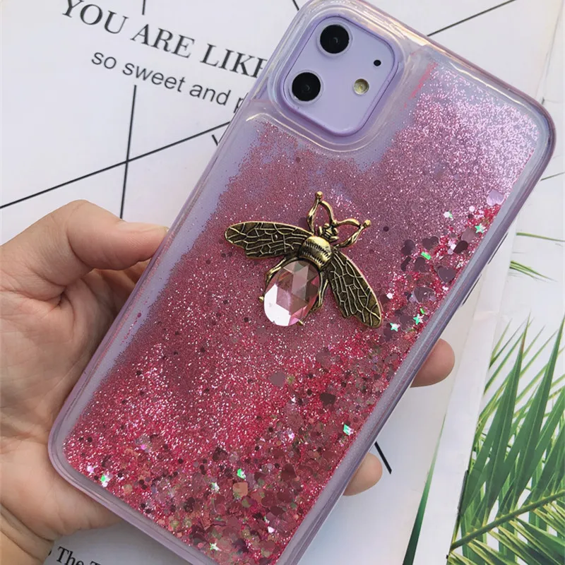 Bling пчелки чехол для samsung S9 S8 плюс Note8 10 S6 S7 край J3 J7 J5 A20 A50 A5 A7 чехол для телефона с изображениями искрящихся влажным блеском Прозрачный чехол для телефона