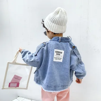 

WLG Boys Fashion Jackets Kids Spring Autumn Letter Pattern Denim Blue Pockets Coat Baby Boy All Match Outerwear 1-6 Years