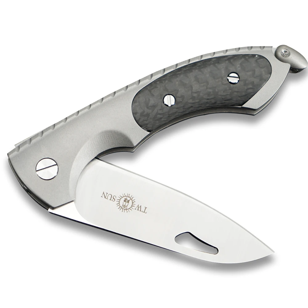 Twosun Micro MINI SLIP JOINT S90V folding Pocket Knife camping knife hunting knives outdoor survival tool EDC TC4 Titanium TS188