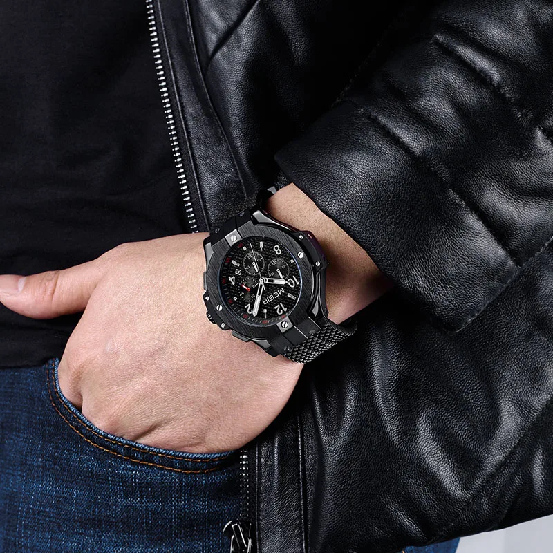 Megir Quartz часы мужские повседневные 3D циферблат с гравировкой черные силиконовые часы мужские водонепроницаемые военные спортивные часы для мужчин