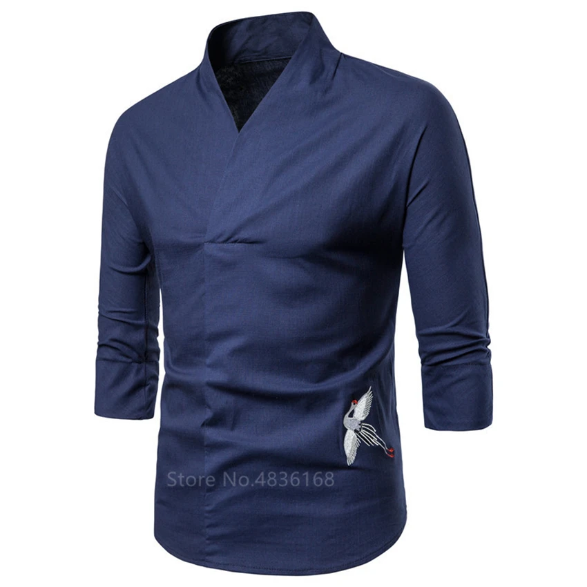 Китайский топ кран Emboridery винтажные рубашки Тан костюм кунг-фу традиционная китайская одежда для мужчин Новогодняя одежда мужской ханьфу