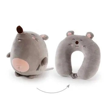 

Cartoon Deformable U-shape Neck Pillows hamster Throw Pillow Neck Supporter Foam particle Headrest Office Nap Desktop Pad