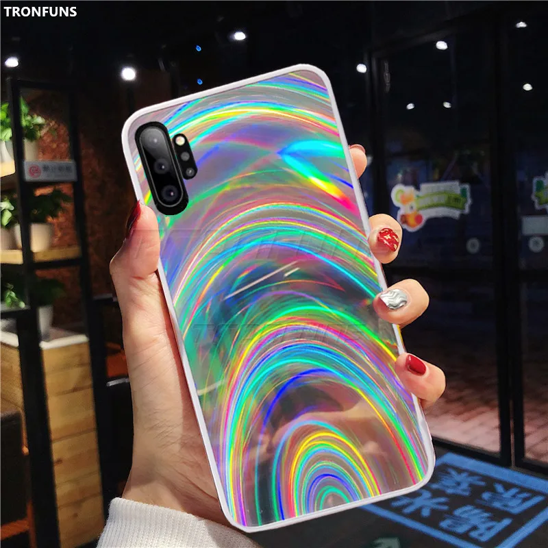 

For Samsung Note 10 Plus Note 9 8 Case Rainbow Glitter Laser Cover For Samsung Galaxy S8 S9 S10 Plus Colorful Gradient Soft Case