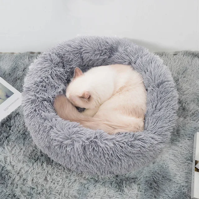 Round Cat Bed Dogs Bed House Kennel Pet Mats Soft Long Plush Mat Pet Warm Basket Cushion Cats House Sofa Machine Wash Kennel 3