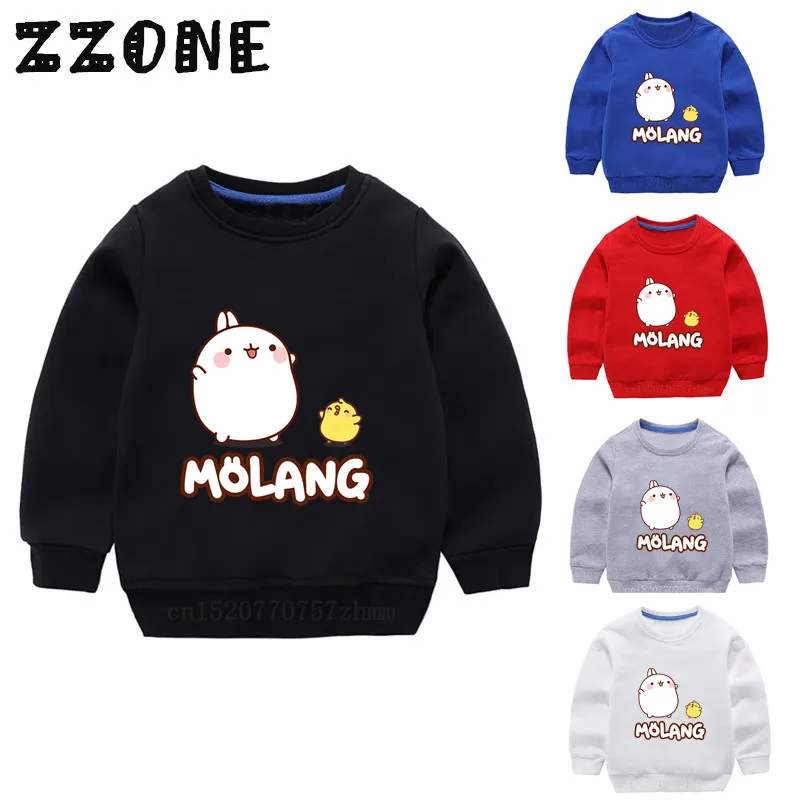 Детские толстовки с кроликом из мультфильма Molang and Piupiu детские хлопковый пуловер