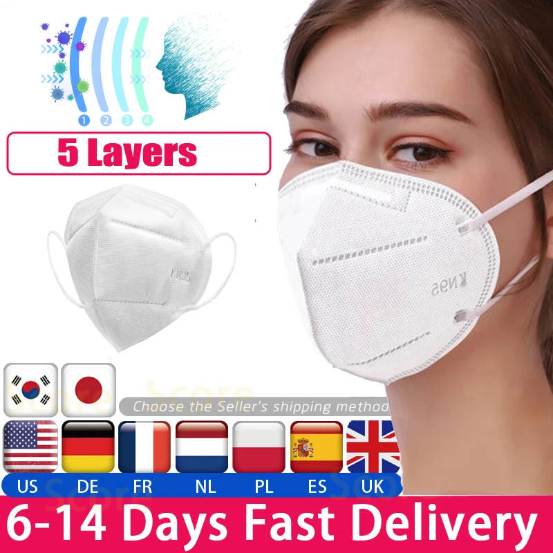 

50pcs/bag KN95 Face Mask PM2.5 Dustproof Anti-fog Strong Protective Mouth Mask FFP3 Respirator Reusable Masks