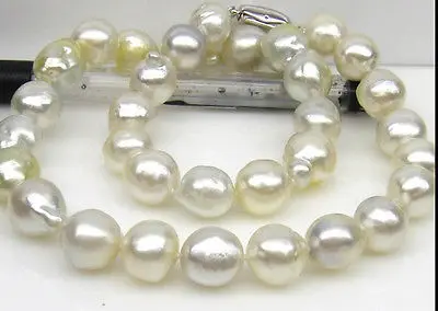 HOT# Wholesale > >>> classic 13-14mm south sea baroque white pearl necklace 17inch