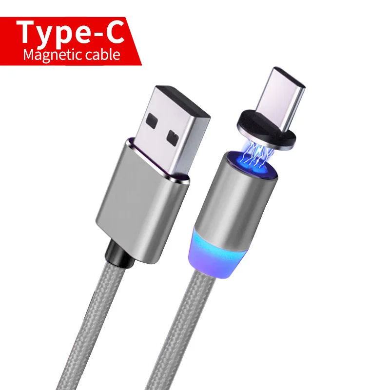 Магнитный зарядный кабель Olaf для быстрой зарядки Micro usb type C кабель для iPhone 11 samsung S7 Xiaomi huawei Магнитный провод для мобильного телефона - Цвет: Type C - Silver