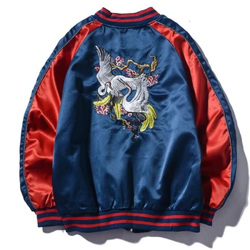 

Autumn Spring Chinese Style men's embroidered jacket coat Slim casual Fashion Youth baseball uniform thin Pilot Bomber jackets