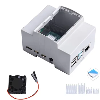 

Raspberry Pi 4B ABS Case with Cooling Fan,Aluminum Heatsink on DIN Rail -Modular Box for Electrical Panels for Pi 4 Model B