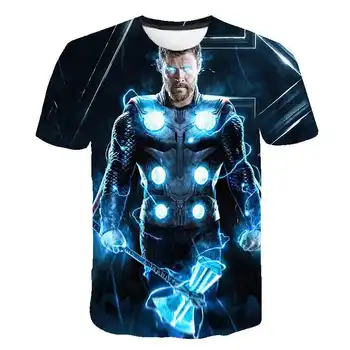 

Summer 2020 casual short-sleeved men's and women's 3D T-shirt Marvel superhero Thor Avenger Alliance printed T-shirt children's