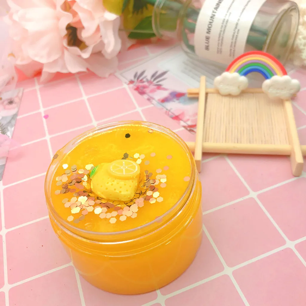 Simulation Fruits Pineapple Color Cloud Slime anti Stress Kids Clay Toys Interesting Novelty slime toy for kids #B