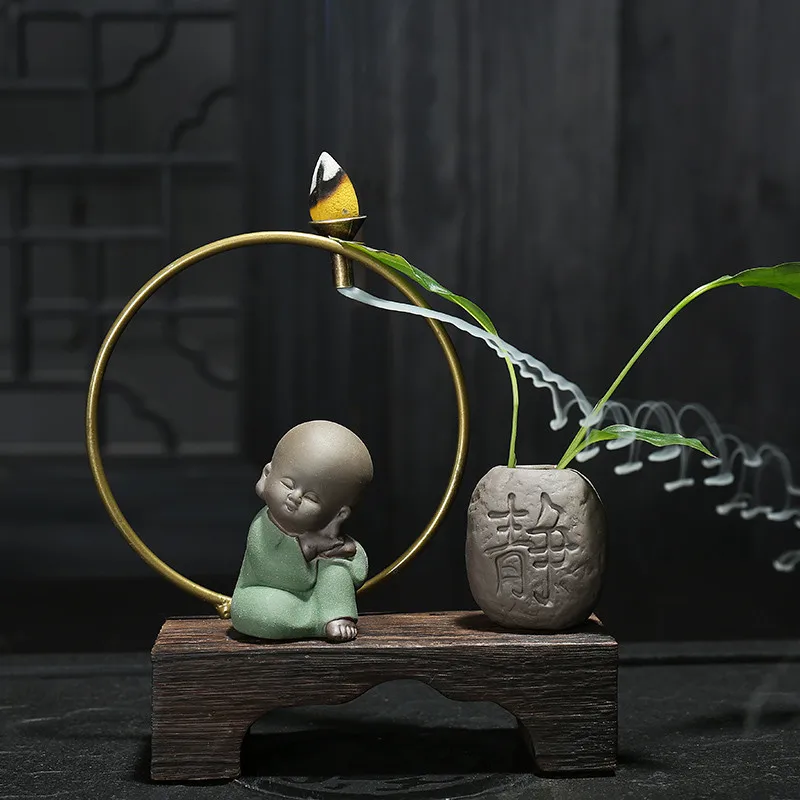 Керамическая курильница Zen Little Monk Backflow искусственная гидропоника цветочный