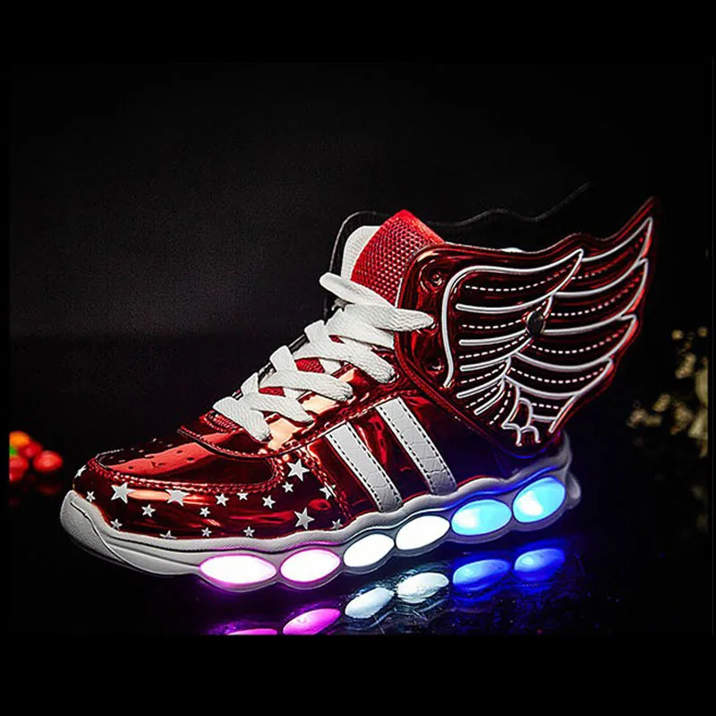 Mudipanda Gouden Vleugels Schoenen Light Up Schoenen Jongens Grote Meisjes  Schoenen Hoge Top Stralende Led Licht Kinderschoenen  sneakers|Sportschoenen| - AliExpress