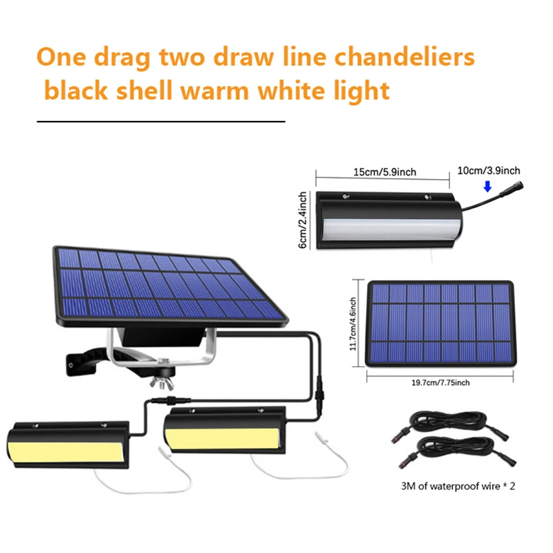 LED Solar Pendant Lights Indoor Outdoor Auto On Off Solar Lamp For Room Porch Balcony With Pull Switch And 3m Line Chandelier solar post cap lights Solar Lamps