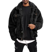 

Men Jacket Coat New 2021 Mens Solid Color Long Sleeve Fleece Thermal Coat Plush Simple Men Jacket for Daily Wear