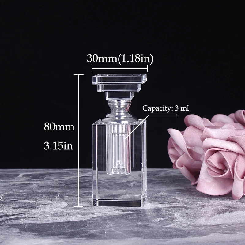 Clear 3ML Crystal Perfume Bottle Empty Mini Refillable Glass Bottle Home Decoration Vintage Essential Oil Gift For Lady