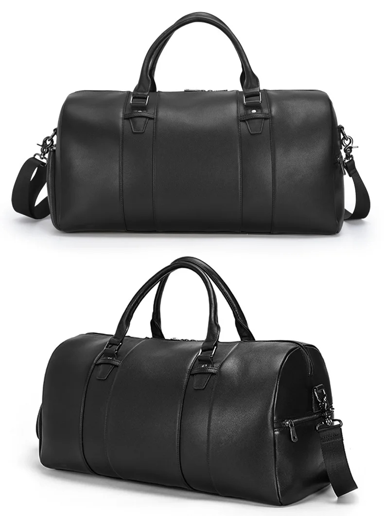 Woosir Modern Man Travel Bag Leather Black