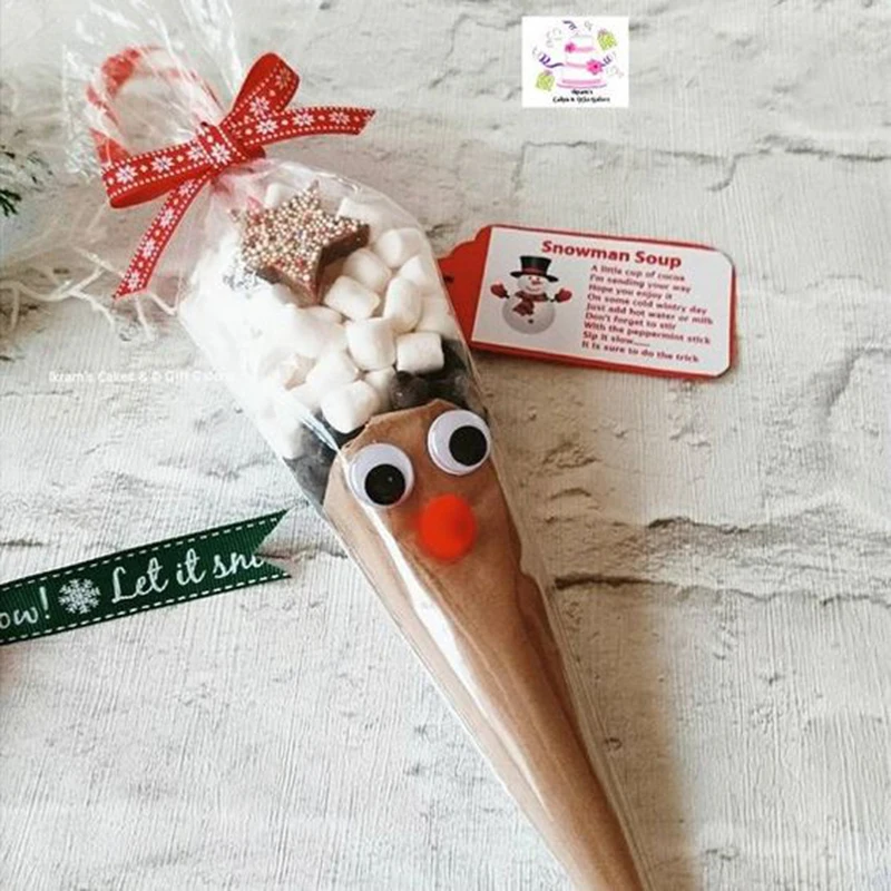 Рождественские Сумки для конфет прозрачные целлофановые конфетные конусные мешки для хранения пластиковые подарочные пакеты украшения для свадьбы и дня рождения год Декор
