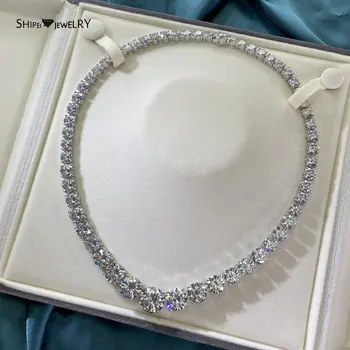 شراءShipei 100% 925 فضة مكون مويسانيتي الأحجار الكريمة الزفاف غرامة مجوهرات رومانسية فاخرة حلية ذهبية بيضاء قلادة